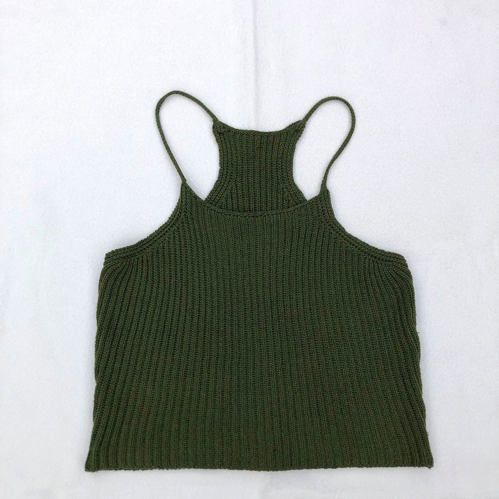 Knitted Cropped Sweater Tank Top